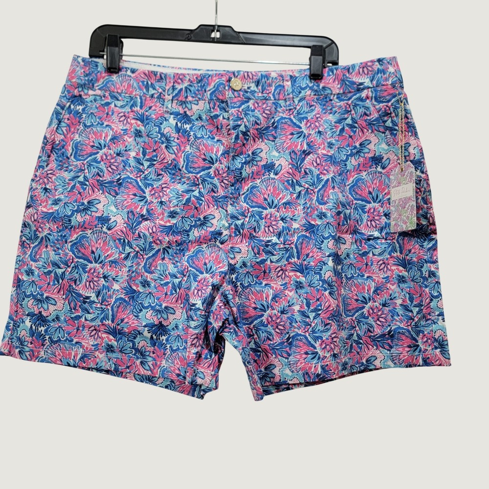 Stella Parker Collection Women Floral Abstract Shorts Pink Blue Wom Size 16 NWT